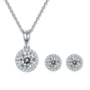 Classic round bag S925 silver plated platinum Moissanite diamond pendant earring set 3